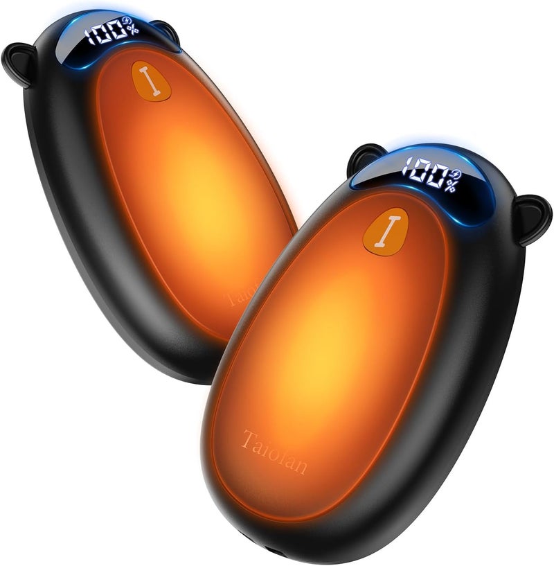 Taiofan Electric Hand Warmers Rechargeable, Cute Bear Design, LED Display, 4 Settings, Fast Heating Portable Pocket Heater Magnetic Handwarmers 2 Pack for Hunting Essentials Camping Gift for Men Women - Image 1